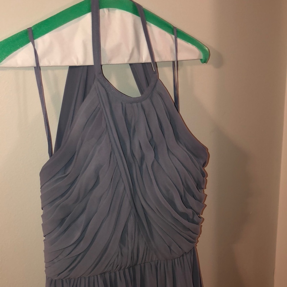 Theia dusty blue bridesmaids dress